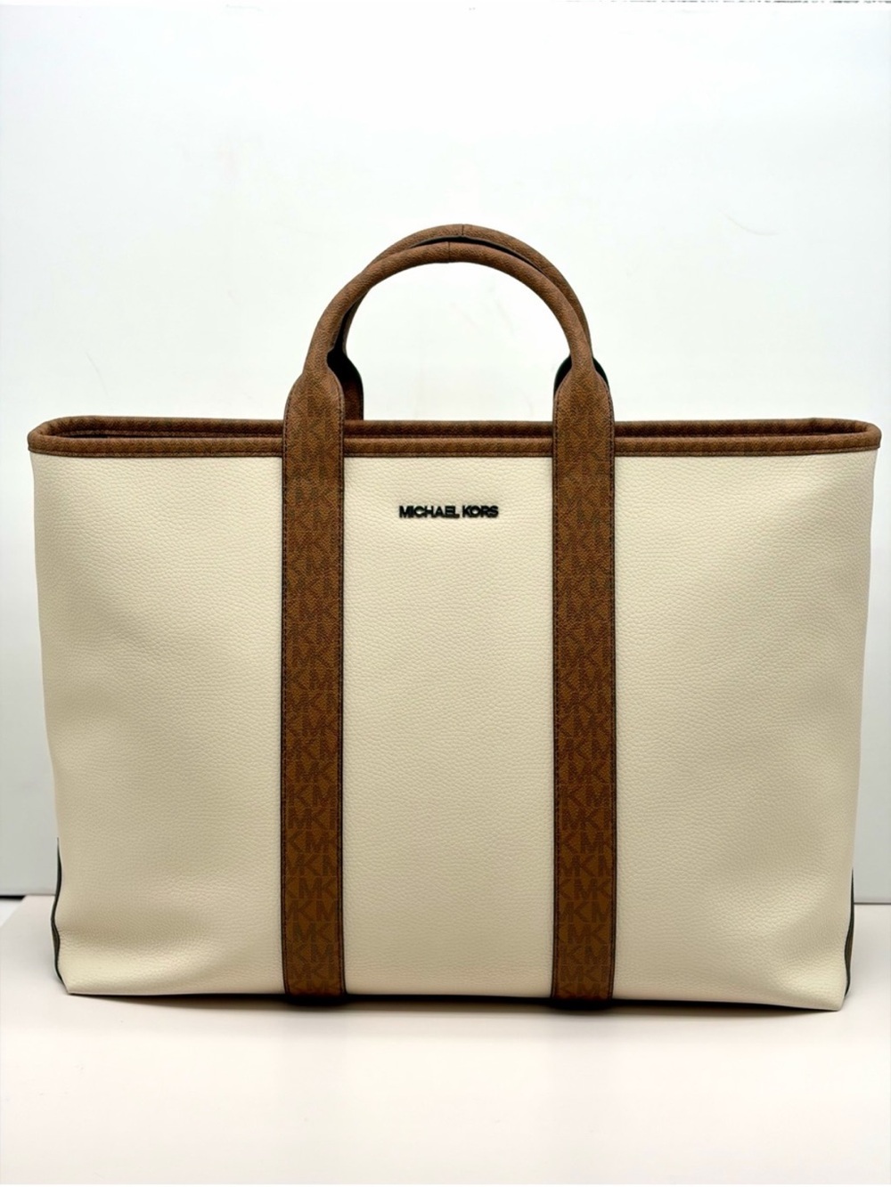 Michael Kors Cooper Medium Pebbled Leather and Signature Logo Tote Bag